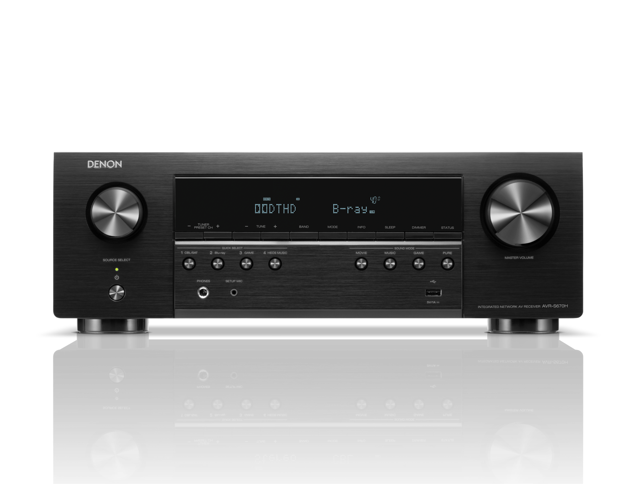 Denon 5.2 Channel 75W 8K AV Receiver with Built-in HEOS - AVRS670H