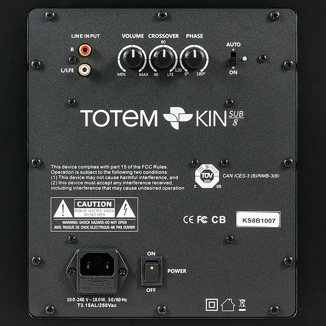 KIN By Totem Powered Subwoofer in Satin Black - Kin Sub 8 (SB)