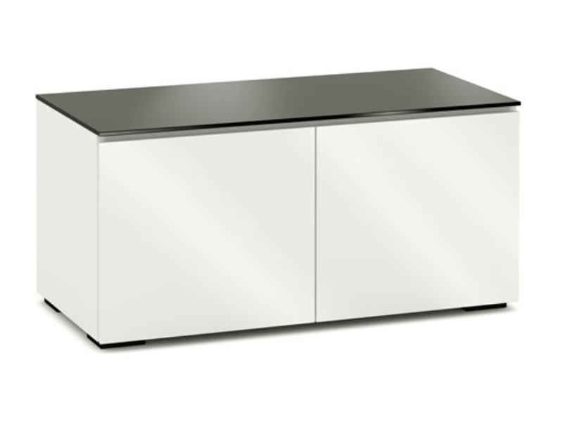 Salamander Miami 221 Chameleon Collection Twin-Width AV Cabinet In Gloss Warm White - C/MM221/GW