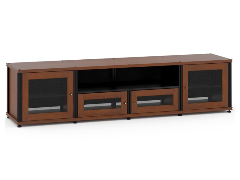 Salamander Synergy Model 245 Quad-Width AV Cabinet In Dark Cherry With Black Posts - 245C/B