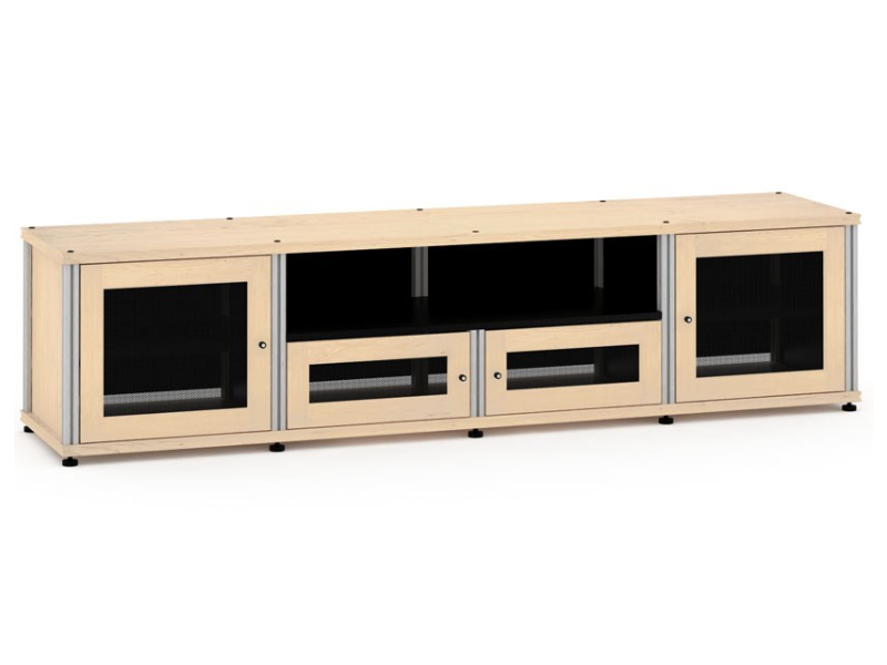 Salamander Synergy Model 245 Quad-Width AV Cabinet In Natural Maple With Aluminum Posts - 245M/A