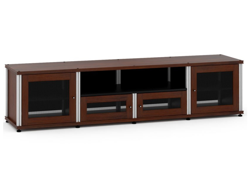Salamander Synergy Model 245 Quad-Width AV Cabinet In Dark Walnut With Aluminum Posts - 245W/A