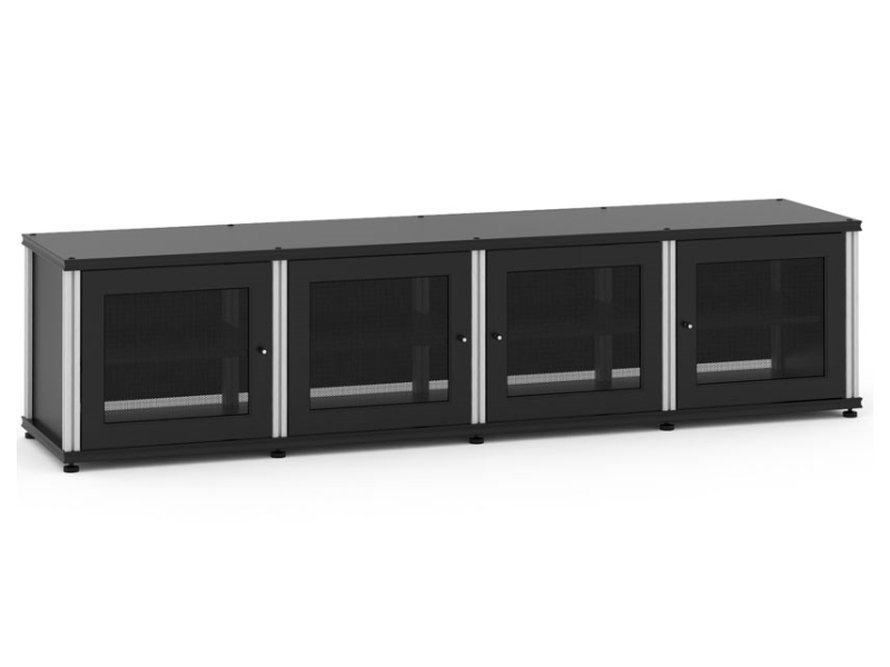 Salamander Synergy Model 247 Quad-Width AV Cabinet In Black With Aluminum Posts - 247B/A
