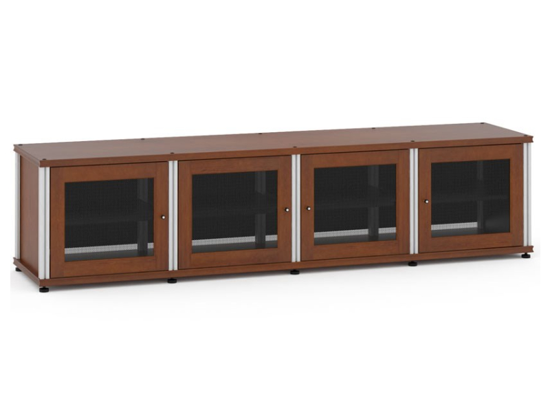Salamander Synergy Model 247 Quad-Width AV Cabinet In Dark Cherry With Aluminum Posts - 247C/A