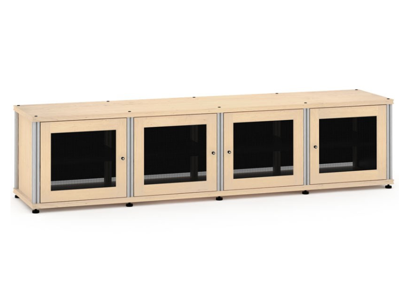 Salamander Synergy Model 247 Quad-Width AV Cabinet In Natural Maple With Aluminum Posts - 247M/A