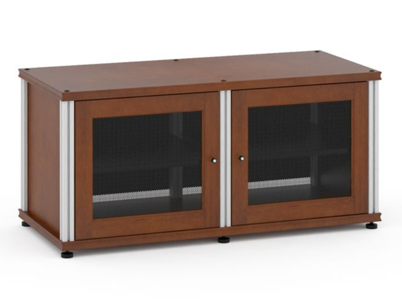 Salamander Synergy Model 221 Twin-Width AV Cabinet In Dark Cherry With Aluminum Posts - SB221C/A