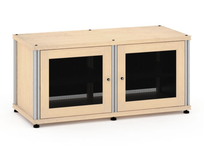 Salamander Synergy Model 221 Twin-Width AV Cabinet In Natural Maple With Aluminum Posts - SB221M/A