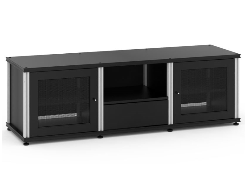 Salamander Synergy Model 236 Triple-Width AV Cabinet In Black With Aluminum Posts - SB236B/A