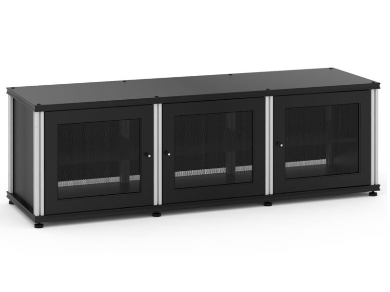 Salamander Synergy Model 237 Triple-Width AV Cabinet In Black With Aluminum Posts - SB237B/A