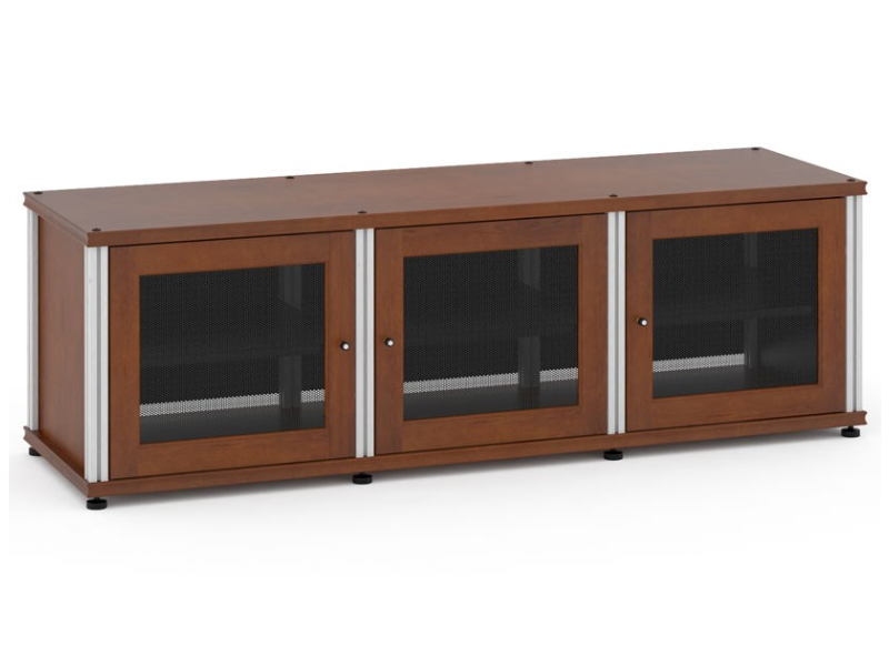 Salamander Synergy Model 237 Triple-Width AV Cabinet In Dark Cherry With Aluminum Posts - SB237C/A