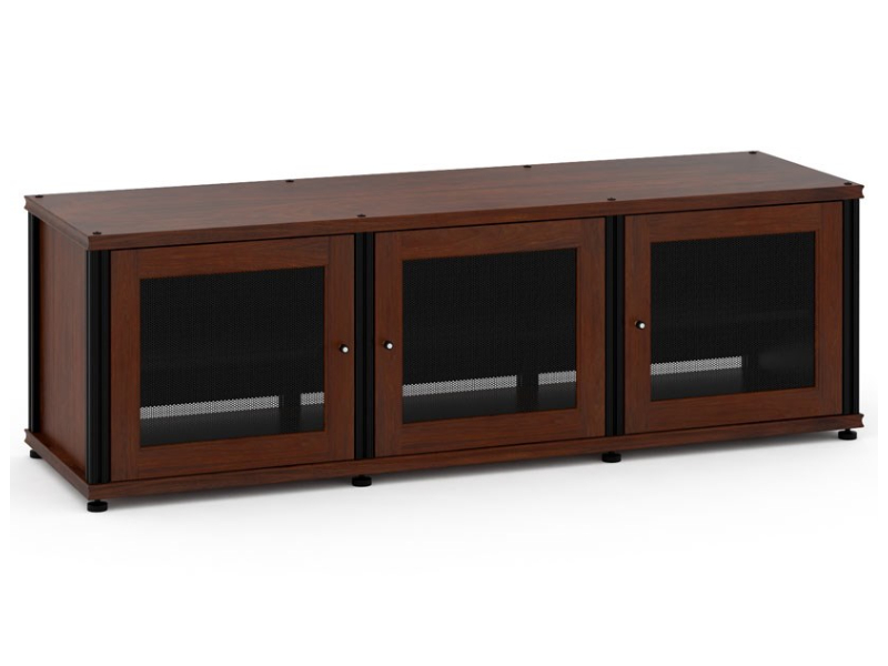 Salamander Synergy Model 237 Triple-Width AV Cabinet In Dark Walnut With Aluminum Posts - SB237W/A