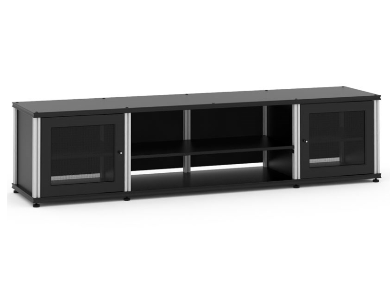 Salamander Synergy Model 248 Quad-Width AV Cabinet In Black With Aluminum Posts - SB248B/A