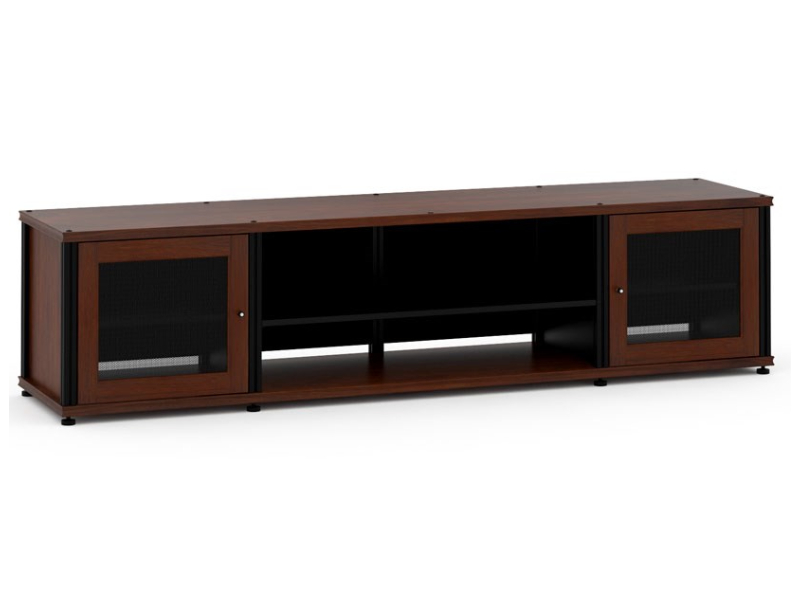 Salamander Synergy Model 248 Quad-Width AV Cabinet In Dark Walnut With Black Posts - SB248W/B