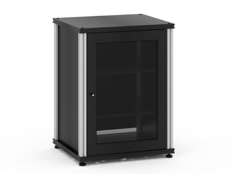 Salamander Synergy Model 303 Single-Width AV Cabinet In Black With Aluminum Posts - SB303B/A