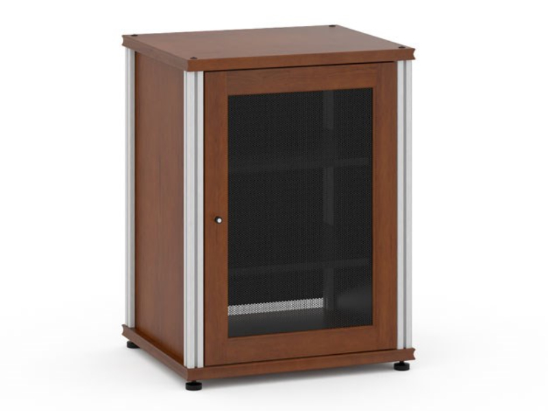 Salamander Synergy Model 303 Single-Width AV Cabinet In Dark Cherry With Aluminum Posts - SB303C/A