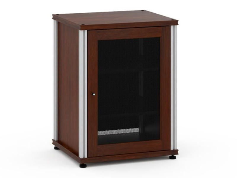 Salamander Synergy Model 303 Single-Width AV Cabinet In Dark Walnut With Aluminum Posts - SB303W/A