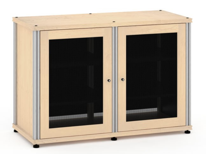 Salamander Synergy Model 323 Twin-Width AV Cabinet In Natural Maple With Aluminum Posts - SB323M/A