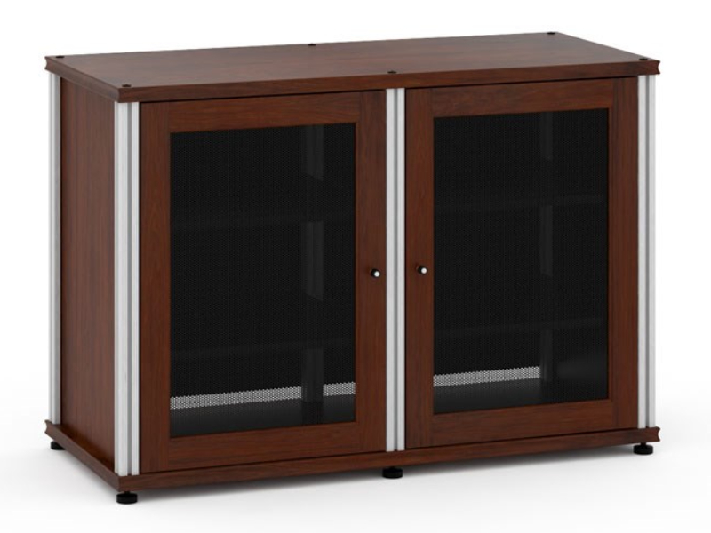 Salamander Synergy Model 323 Twin-Width AV Cabinet In Dark Walnut With Aluminum Posts - SB323W/A