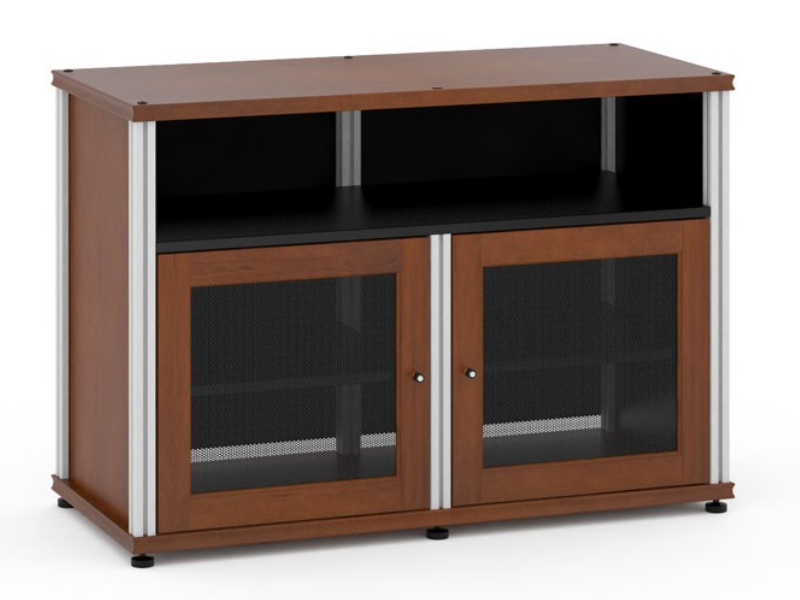 Salamander Synergy Model 329 Twin-Width AV Cabinet In Dark Cherry With Aluminum Posts - SB329C/A