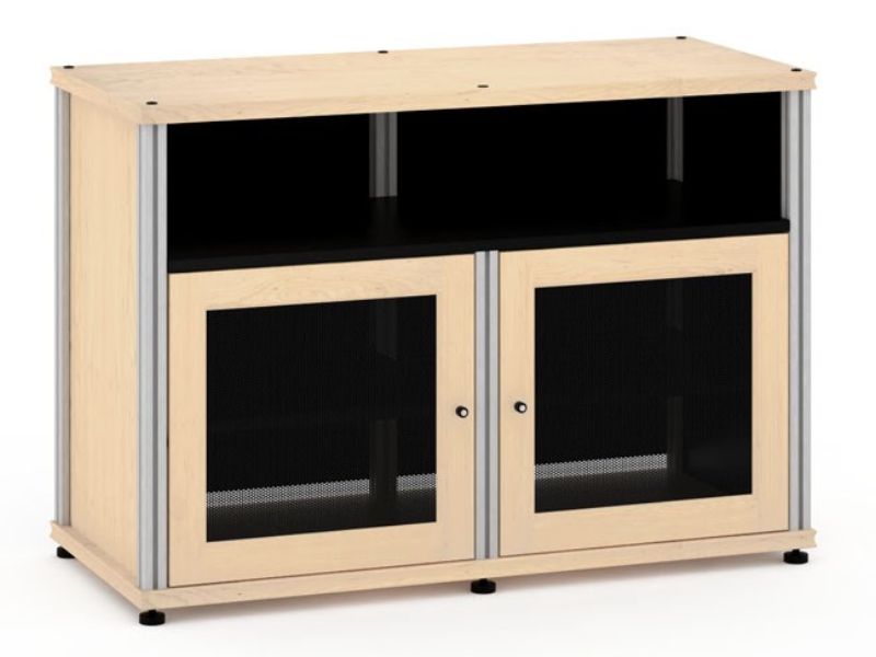 Salamander Synergy Model 329 Twin-Width AV Cabinet In Natural Maple With Aluminum Posts - SB329M/A