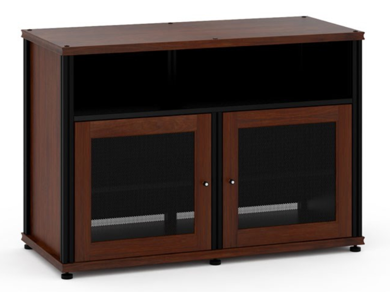 Salamander Synergy Model 329 Twin-Width AV Cabinet In Dark Walnut With Black Posts - SB329W/B