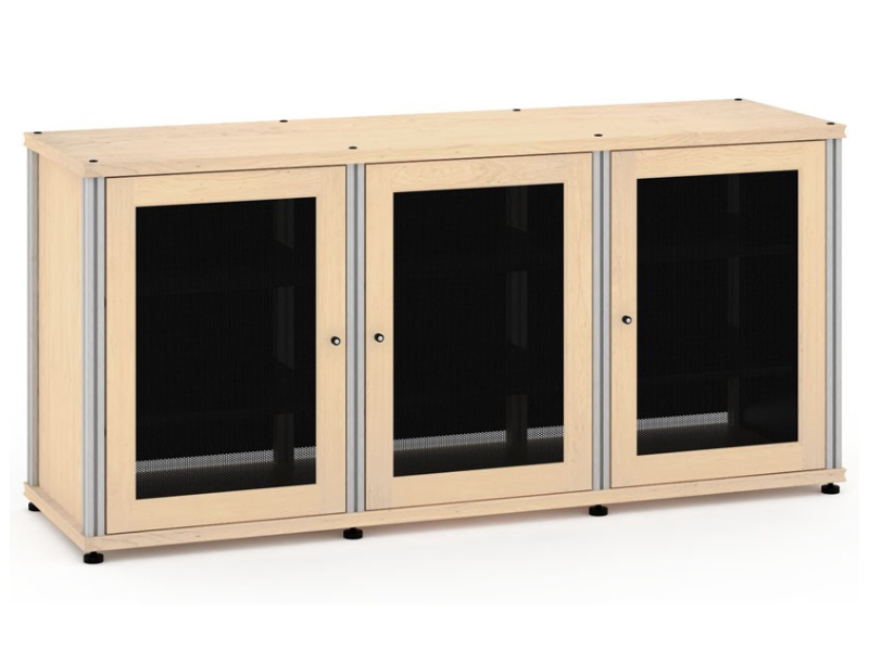 Salamander Synergy Model 337 Triple-Width AV Cabinet In Natural Maple With Aluminum Posts - SB337M/A