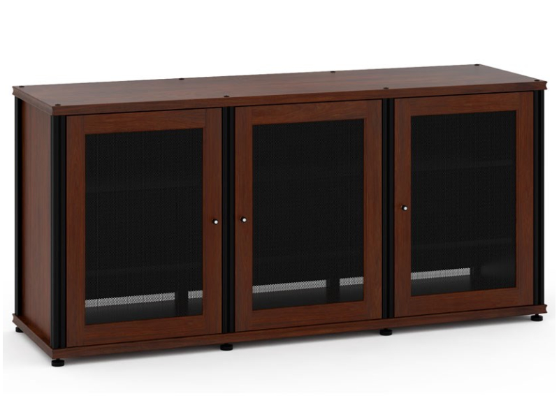 Salamander Synergy Model 337 Triple-Width AV Cabinet In Dark Walnut With Black Posts - SB337W/B