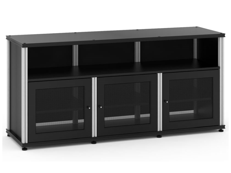 Salamander Synergy Model 339 Triple-Width AV Cabinet In Black With Aluminum Posts - SB339B/A