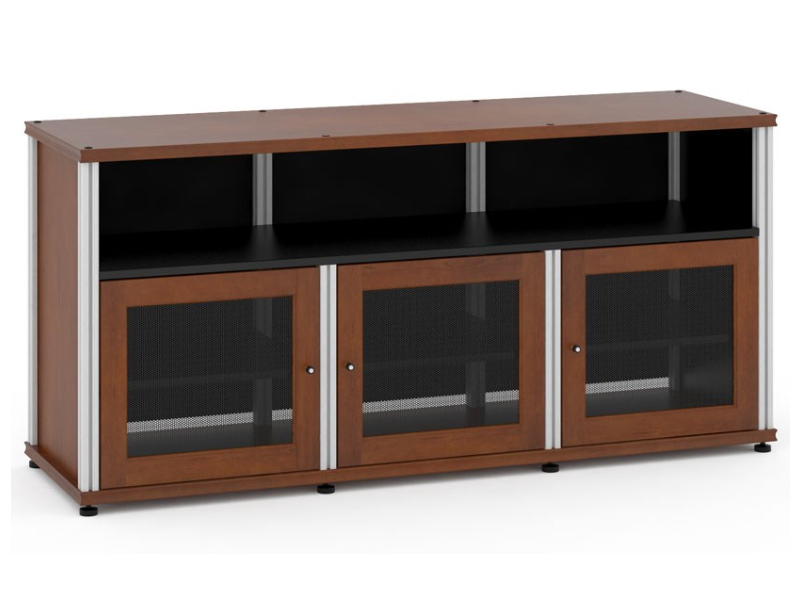 Salamander Synergy Model 339 Triple-Width AV Cabinet In Dark Cherry With Aluminum Posts - SB339C/A