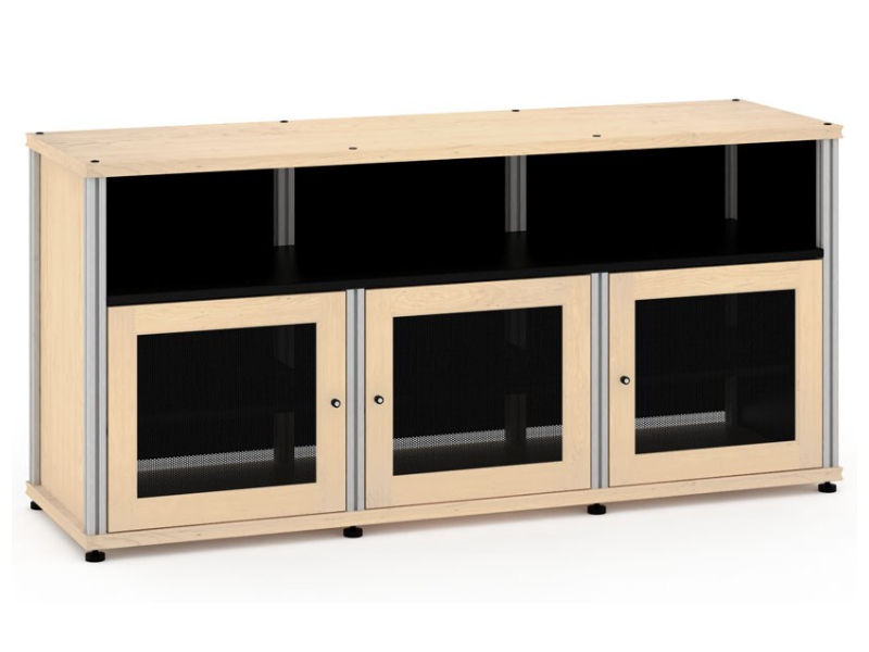 Salamander Synergy Model 339 Triple-Width AV Cabinet In Natural Maple With Aluminum Posts - SB339M/A