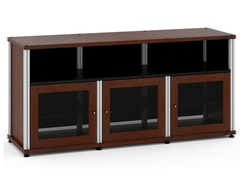 Salamander Synergy Model 339 Triple-Width AV Cabinet In Dark Walnut With Aluminum Posts - SB339W/A
