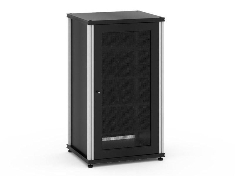 Salamander Synergy Model 402 Single-Width AV Cabinet In Black With Aluminum Posts - SB402B/A