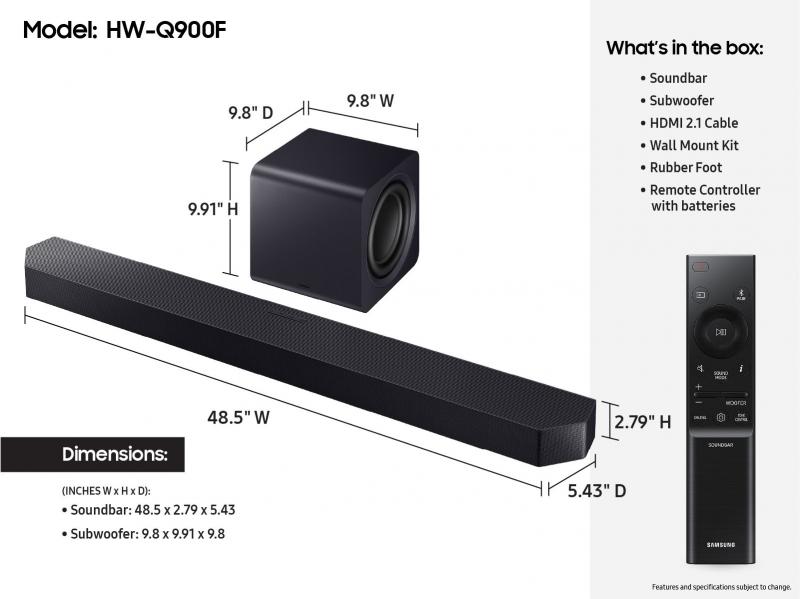 Samsung Q-series Soundbar 7.1.2 ch Subwoofer (2025) - HW-Q900F/ZC